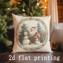 Axyaa Christmas Santa & Snowman Patterned Pillow Covers for Sofa, Bedroom, Car