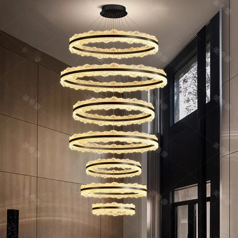 Axyaa Staircase Chandeliers: Modern LED Pendant Lamps for Living Room Lighting