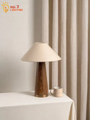 Axyaa Solid Wood Table Lamp LED E27 Modern Desk Light for Living Room & Bedroom