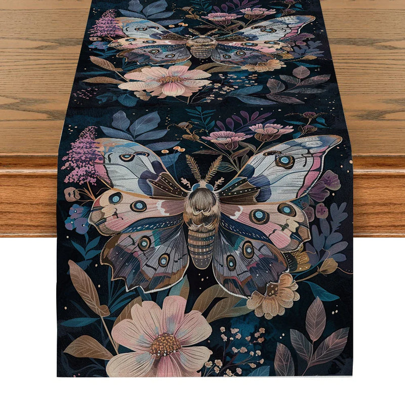 Axyaa Butterfly Flower Foxes Table Runner for Kitchen Dining Party Decor