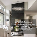 Axyaa Silver Crystal Chandelier: Elegant Rectangular Ceiling Fixture for Living Room & Restaurant.