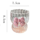 Axyaa Striped Glass Coffee Mug with Bow Decor - Delicate & Elegant Tea Cup