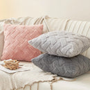 Axyaa Simple Striped Rabbit Plush Pillowcase in Double-Sided Velvet Cover