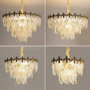 Axyaa Luxury Peacock Feather Crystal Chandelier - Modern American Retro Glass Crown Chandelier