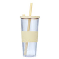 Axyaa Double-layer Plastic Straw Cup with Sleeve - Portable, Reusable, and Stylish