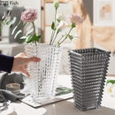 Axyaa Crystal Glass Vase for Flowers Desk Decoration