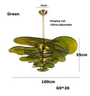 Axyaa Glass Flower Petal Chandelier - Bronze Metal Dining Table Hanging Lamp