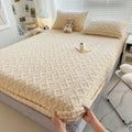 Axyaa Plush Velvet Fitted Sheet Set for Single and Couple Bedding
