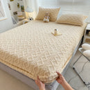 Axyaa Plush Velvet Fitted Sheet Set for Single and Couple Bedding