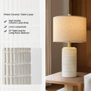 Axyaa Retro Fabric Ceramic Table Lamp Nordic Minimalist LED Desk Light for Home Decor