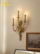 Axyaa French Retro Copper LED Wall Lamp Gold Lustre Modern Light Fixtures