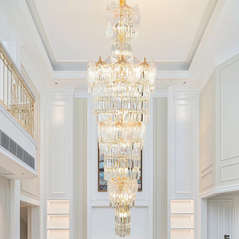 Axyaa Elegant Crystal Chandelier for Home, Hotel, and Villa Staircase