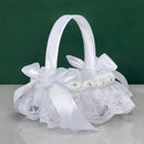 Axyaa Lace White Flower Girl Basket for Wedding & Bridal Events