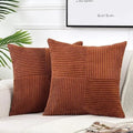 Axyaa Beige Corduroy Throw Pillow Covers 18x18 - Boho Home Decor for Sofa, Couch, Bed