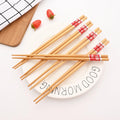 Axyaa Bamboo & Wood Chopsticks Set - Non Slip, Non Moldy, Multi Color