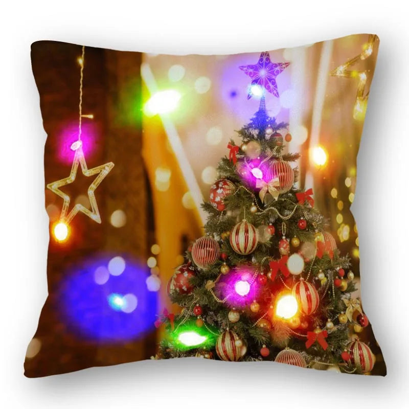 Christmas Santa LED Light Pillowcase for Home Decor, 45x45cm - Axyaa