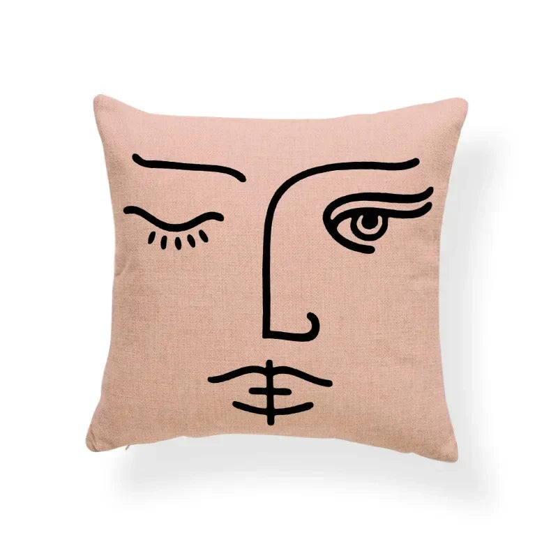 Axyaa Pink Stripe Linen Home Decor Pillowcase 45x45cm Sofa Eye Pillow