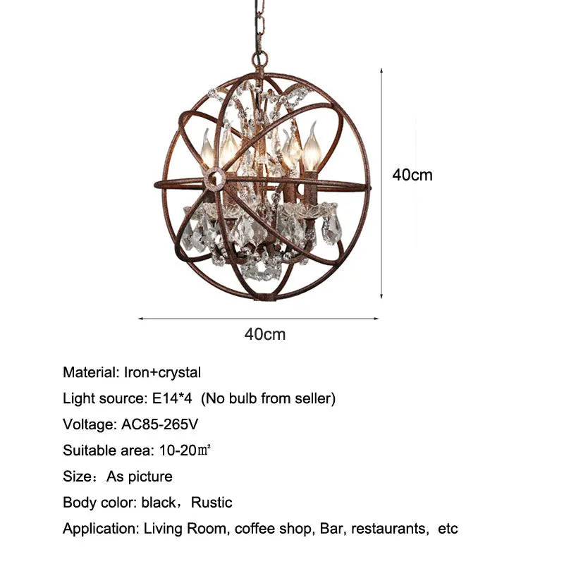 Axyaa Retro Loft Crystal Chandelier for Bar, Restaurant, and Living Room