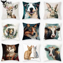 Axyaa Cute Cow Cartoon Square Cushion Cover - Simple Home Decor Pillowcase