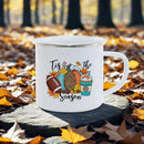 Axyaa Thanksgiving Enamel Mug Pumpkin Soup Harvest Pattern Coffee Cup