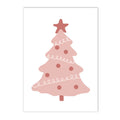 Boho Pink Christmas Tree Snowflake Wall Art Print Set by Axyaa