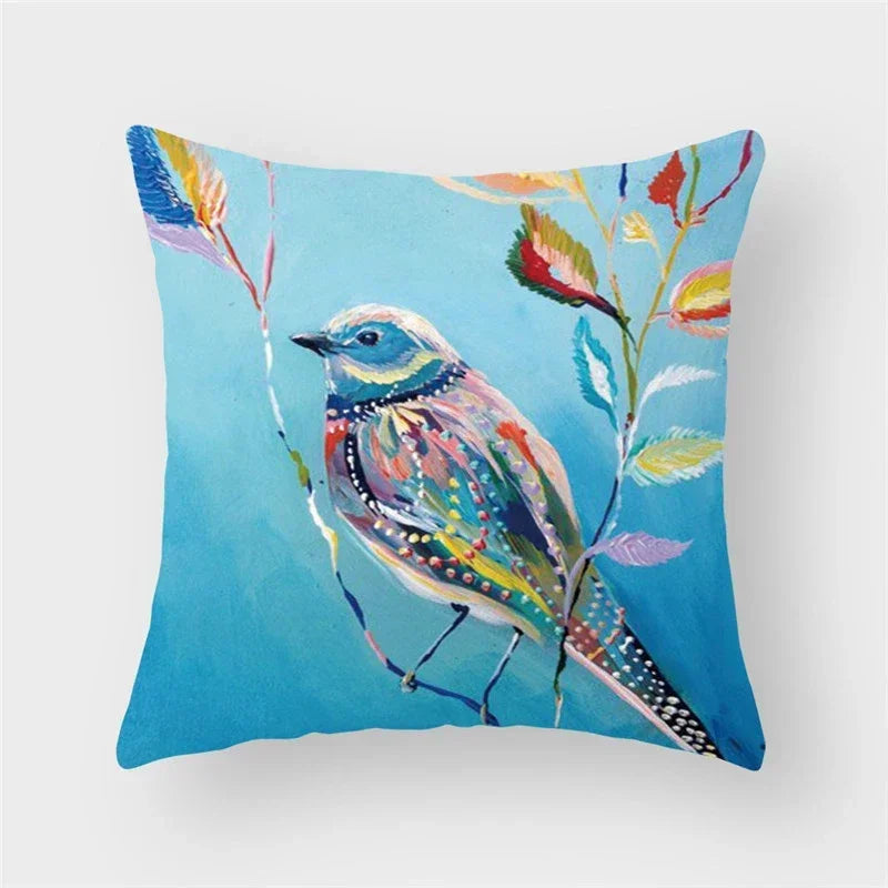 Axyaa Decorative Cushion Cover Throw Pillow 45*45 Sofa Flower Bird Animal Pillowcase
