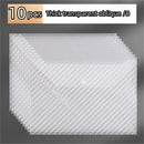 Axyaa A4 Transparent Plastic File Bag Snap Button Organizer Stationery Storage