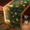 Axyaa Woven Jacquard Tassel Tablecloth Set