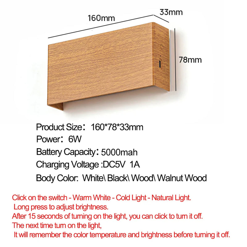 Axyaa Wireless LED Wall Lamp Touch Dimming Night Light - 3 Colors