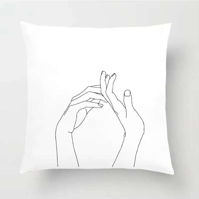 Nordic Line Drawing Cushion Cover for Home Decor by Axyaa