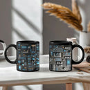Axyaa Ceramic Mug: Artificial Circuit Board Design, Funny Office Coffee Mug for Home or Tea