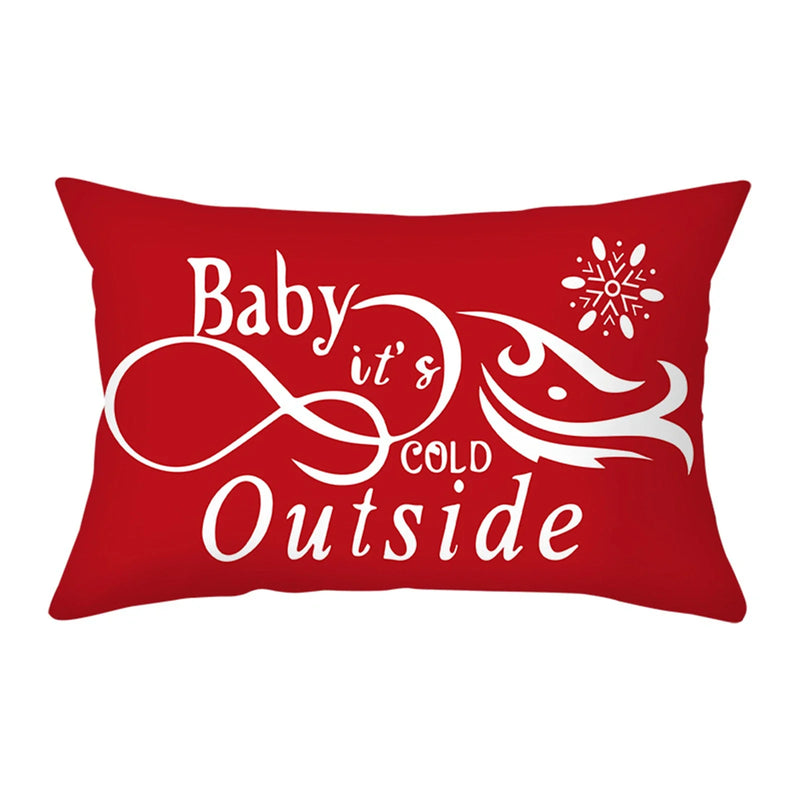 Axyaa Christmas Printed Deer & Santas Pillow Case 30x50cm