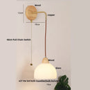 Axyaa Clear Glass LED Wall Lights with Wood Pull Chain Switch