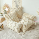 Axyaa Cotton Tufted Cushion Cover: Retro Living Room Decor Pillowcase