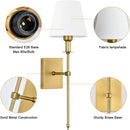 Axyaa Modern Gold Wall Sconce with LED Lighting & Fabric Shade