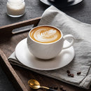 Axyaa Matte Stone Grain Ceramic Coffee Cup Set with Exquisite Camellia Design