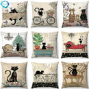 Axyaa Cartoon Cat Pattern Sofa Cushion Covers - Lovely Animal Pillowcase
