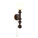 Axyaa Retro Wood Wall Lamp French Middle-Aged Vintage Living Room Bedroom Headlight