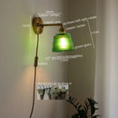 Axyaa Green Glass LED Wall Light for Home Decor, Japanese Style, Living Room, Bedroom