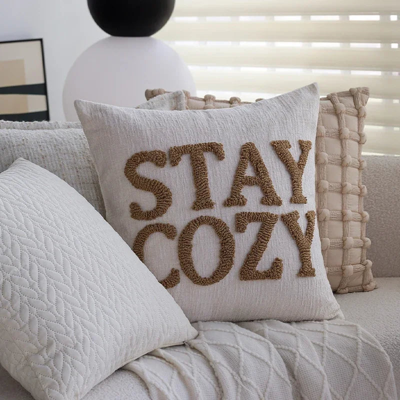 Axyaa Nordic Style Cushion Cover - Soft Square Pillowcase for Living Room Sofa