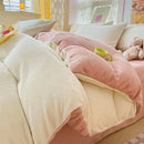 Axyaa Milk Velvet Winter Queen Duvet Cover Set, Soft & Cozy Coral Fleece Quilt