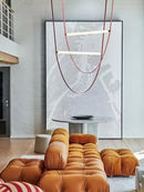 Axyaa Leather Belt Chandelier: Modern Glass Tube Designer Lighting for Home, Restaurant, and Cafe