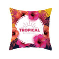 Flamingo Flower Rainforest Cushion Cover with Tropical Plant Animal Pattern by Axyaa