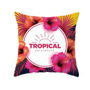 Flamingo Flower Rainforest Cushion Cover with Tropical Plant Animal Pattern by Axyaa