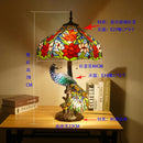 Axyaa Peacock Art Tiffany Table Lamp for Living Room Decor