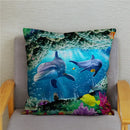 Axyaa Dolphin Ocean Pattern Cushion Cover for Kids Sofa & Home Decor