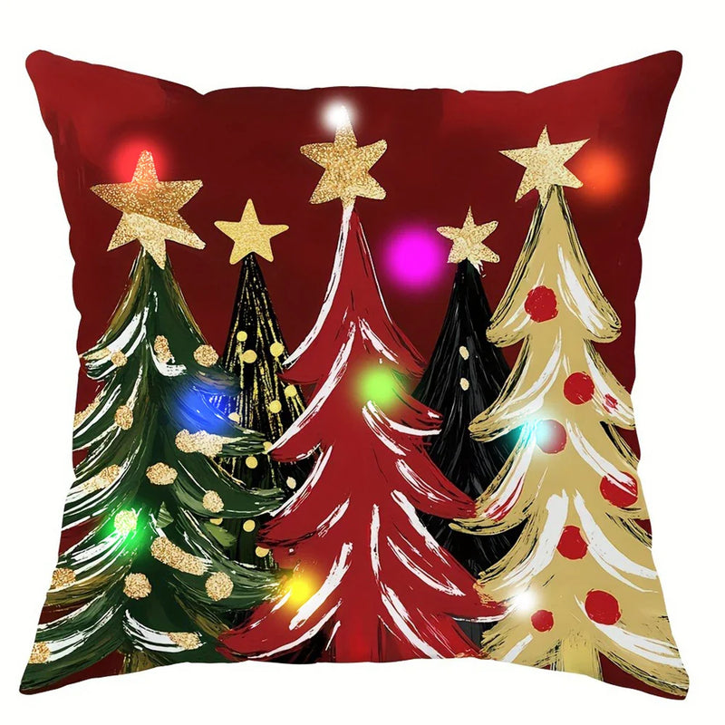 Axyaa LED Luminous Pillowcase - Snowman & Christmas Tree Design for Home Decoration & Gifts