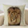Axyaa Tiger Lion Linen Pillowcase 45x45cm Decorative Cushion Cover for Living Room