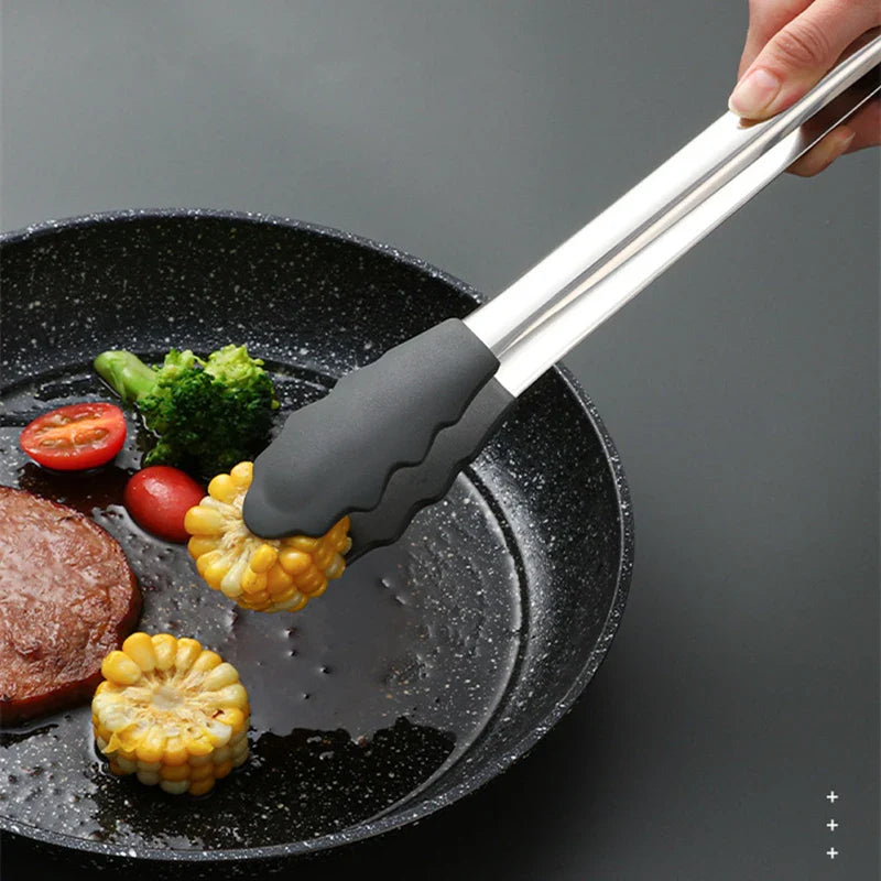 Axyaa Silicone Head Kitchen BBQ Tongs for Outdoor Picnic and Home Cooking