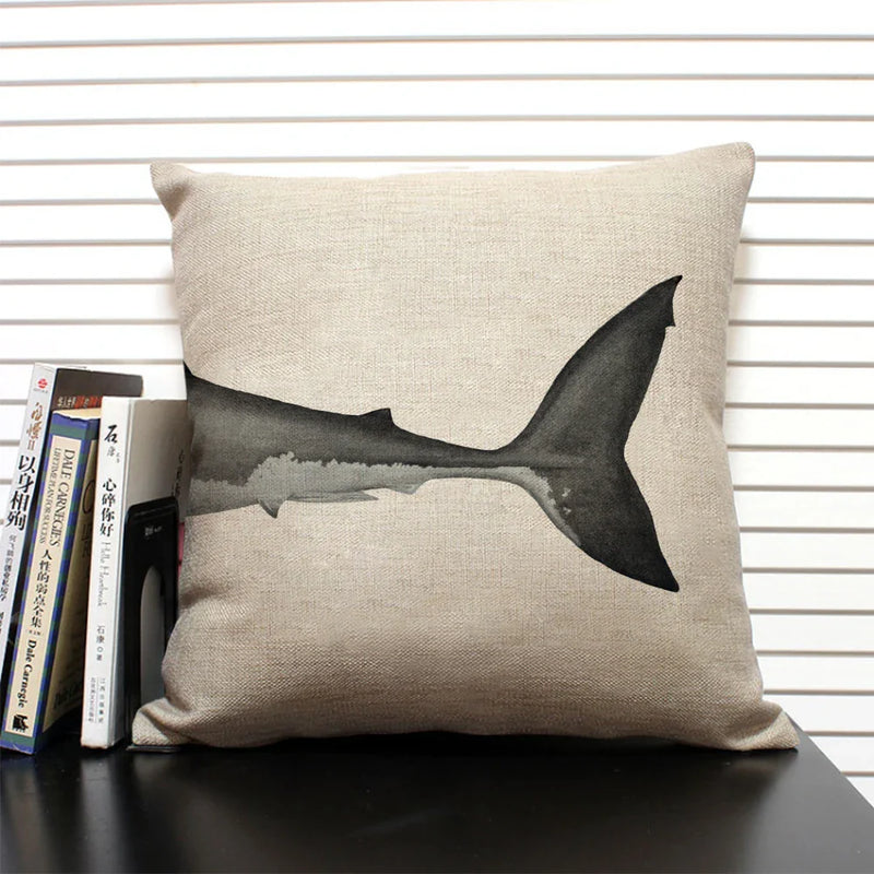 Axyaa Shark Dinosaur Linen Cushion Cover Throw Pillow Case 45x45cm